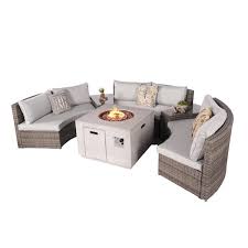 Wicker Outdoor Sectional Set Firepits