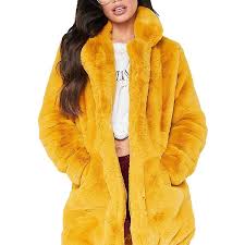 Faux Fur Coat Furry Ladies Coat Fluffy