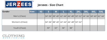 Jerzees Sweatshirt Size Chart