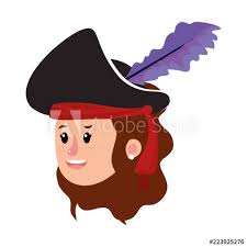 girl head with pirate costume and