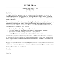 Leading Professional Event Specialist Cover Letter Examples