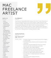 mac freelance artist resume sle
