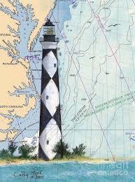 Cape Lookout Lighthouse Nc Nautical Chart Map Art Cathy Peek