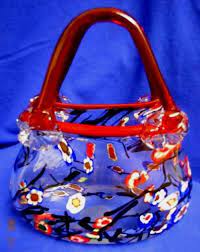 Murano Art Glass Purse With Red Applied