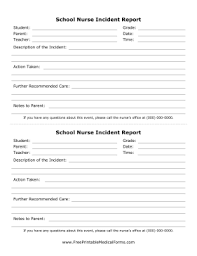 Printable School Nurse Incident Report