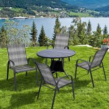 clihome pe wicker stackable outdoor dining chairs in gray with sy steel frame set of 6
