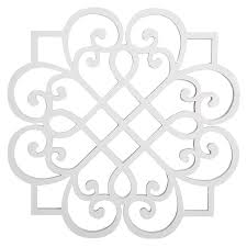 White Faux Wood Scroll Medallion Wall