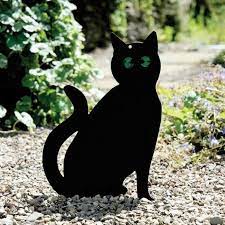 Garden Pest Deter Black Metal Cats