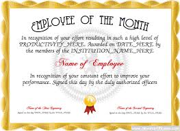 Employee The Month Certificate Template Letter Word Awards Employee