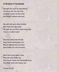a broken friendship poem by tonya truitt