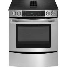 slide in electric range with downdraft