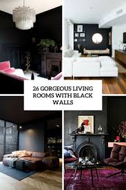 living rooms with black walls
