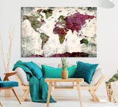 20368 World Map Wall Art Canvas Print