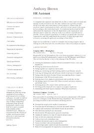 Human Resources Assistant Resume Sample Hr Example Employment Work