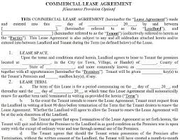 Printable Sample Commercial Lease Agreement Form Real Estate Forms