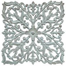 Moroccan Hand Carved Grey Wooden Panel