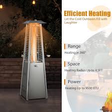 9500 Btu Portable Stainless Steel Tabletop Patio Heater With Glass Tube Color