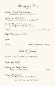 Wedding Programs Sample One Page One Page Wedding Program