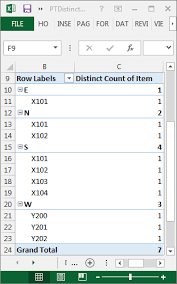 count distinct values in an excel 2016
