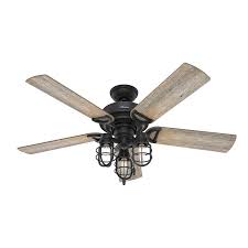 Hunter Starklake 52 In Natural Iron Led Indoor Outdoor Ceiling Fan 5 Blade In The Ceiling Fans Department At Lowes Com