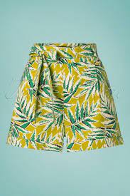 50s Roisin Scala Shorts In Cress Yellow gambar png