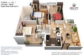 3 Bhk With Super Area 1530 Sq Ft