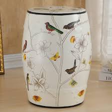 Ceramic Garden Stool White Birds