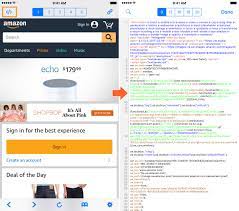 html source code of a web page on ios