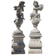 Pair Of Lovely Italian Putto Stone