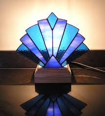 Art Deco Style Stained Glass Fan Lamp