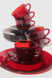 Vintage Ruby Red Glass Dishes