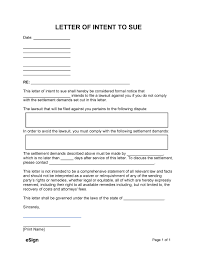 free letter of intent to sue with