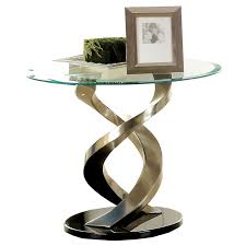 America Crook Glass Top End Table