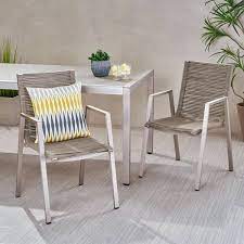 Aluminum Outdoor Dining Chair In Taupe