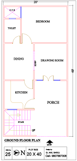 20 X 40 East Facing 2bhk House Plan