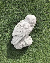 Concrete Owl Plaque White Stone