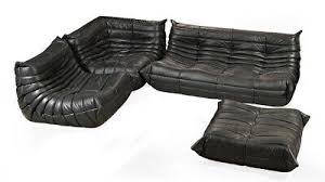 vine togo sofa set black leather
