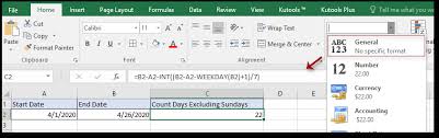 how to count the days excluding sundays