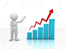 3d Man Presenting Business Growth Chart Graph Over White Background