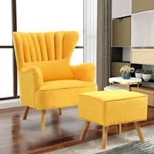 Rating 5.000001 out of 5 (1) £265.50. Upholstered Scallop Winged Armchair Charcoal Yellow Chair Sofa Fireside W Stool Ebay
