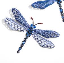 11 Dark Blue X Pattern Dragonfly Metal