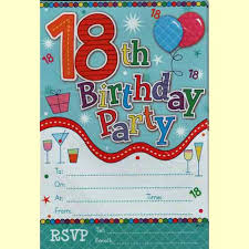 18th Birthday Party Invitations Colourful Pack Of 20 Party Wizard