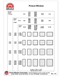 Picture Window Size Chart From Brown Window Corporation