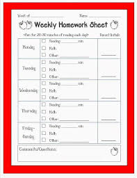 Weekly Homework Sheet Weekly Homework Sheet Homework