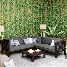 Hotebike 4 Piece Wood Outdoor Sectional