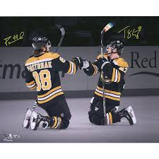 David pastrnak #88 of the boston bruins celebrates his goal early in the second period against the montreal what's left to say about david pastrnak? Torey Krug David Pastrnak Boston Bruins Autographed 16 X 20 Pregame Spotlight Photograph