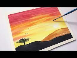 Easy Watercolor Sunset Tutorial For