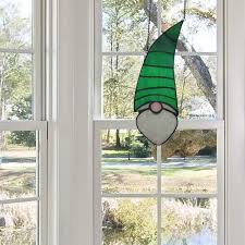 Garden Gnome Stained Glass Window Panel