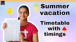 summer vacation timetable with timings