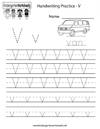 trace and write the letter v worksheets